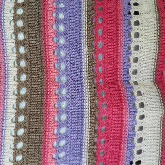 Vintage Y2K Grandmacore Crochet Knit Striped Caridgan Sweater sz X Women's - Picture 5 of 10